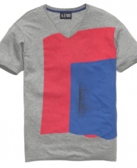 This v-neck t-shirt from Armani Jeans keeps you comfortable, casual and cool.