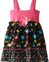 Youngland Little Girls' Dot Print Rosette Dress