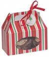 Creative Converting Cookie Box with Carry Handle, Red and Green Stripes, 4 Boxes Per Package
