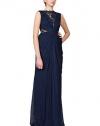 Tadashi Shoji Lace and Sequined Illusion Back Evening Gown Dress