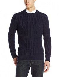 Scotch & Soda Men's Crew Neck Pull with Nylon Quilted Shoulder