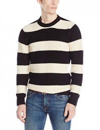 Scotch & Soda Men's Rib Knitted Crew Neck Pull with Zip-Cuff Detail