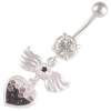 14 Gauge 3/8 Jet Swarovski Crystal Ferido dangle belly navel button ring dangly bar ASFF Piercing Jewelry
