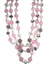 MONET Blue/Pink 3-row Glass Bead 16.5-inch Necklace