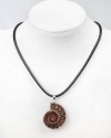 Simplicity Ammonite Fossil Pendant on 18 Leather Cord Necklace with Extender