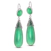 CleverEve Designer Series Italian Style Anticoa Sterling Silver Large Pear Shape 112.2 ctw Circle Dangling Green Jade Earrings
