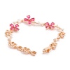 Romantic Time Womens Beautiful Fashion Jewelry Pink Flowers Link Bracelet