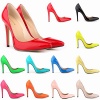 Loslandifen Womens Shoes Closed Toe High Heels Women's Pointed Slender Leather Pumps