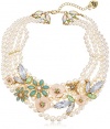 Betsey Johnson Queen Bee Flower Fax Pearl Necklace