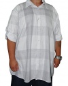 Calvin Klein Men`s Big and Tall Long Sleeve Oversized Plaid Slub Poplin Shirt 4X LT