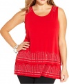 Womens Plus Size Alfani Sleeveless Sequined Tiered Top