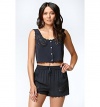 Kendall & Kylie Womens Embroidered Scalloped Cropped Top