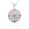 Mother's Day Blowout Sterling Silver Rhodium and 18K Rose Gold Plated Genuine Diamond Accent Flower Medallion Pendant Necklace, 18