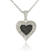 Mother's Day Blowout Sterling Silver Rhodium Plated Genuine Diamond Accent Heart Pendant Necklace, 18