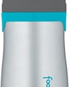 Thermos FOOGO Phases Stainless Steel Straw Bottle, Charcoal/Teal, 10 Ounce