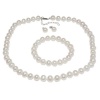 Cultured Freshwater White Pearl Necklace Earrings Bracelet Set