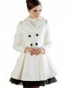 Woman Slim Fit Double Breasted Lapel Trench Wool Coat Jacket 001
