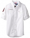 Tommy Hilfiger Little Boys' Long Sleeve Sailing Oxford Shirt, White, 7/Regular