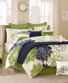 JLA HOME Lola Full 12PC Comforter Set, Navy, Green