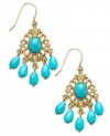 Lauren Ralph Lauren Gold-Tone Blue-Green Bead Small Chandelier Earrings