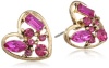 Betsey Johnson Iconic Baguette Fuchsia Heart Stud Earrings