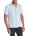Perry Ellis Men's Short Sleeve Solid Linen Shirt