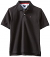Tommy Hilfiger Big Boys' Short Sleeve Ivy Polo Shirt,Tommy Black,X-Large(20)