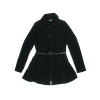 JouJou Womens Faux Leather Trim Long Sleeves Pea Coat Black S