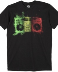 Turn up the bass on this cool graphic tee from Hybrid