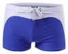 Linemoon Men's Splice Breathable Swimming Brief Fashion Boxer Swimsuit Blue 27-30 Inches