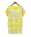 Moon Soul Women Bright Color Stripes Pattern T Shirt Blouse