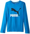 PUMA Boy's 8-20 No 1 Long Sleeve Logo Tee, Sky Blue, Medium