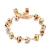 Romantic Time Pandora's Box Multi-color Cube Connected Bar Pendant 18k Rose Gold Plated Charm Link Bracelet (Multicolour)