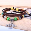 Real Spark Love Gift The Arrow Of Love Pendant Leather Wrap Bracelet Beads Triple Layer
