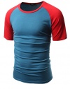 Doublju Mens Short Sleeve Raglan Round Neck Basic Casual T-Shirt
