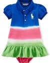 Ralph Lauren Baby Girls 2-Piece Dip-Dyed Cotton Polo Dress Set Royal Multi (9 Months)