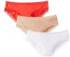 Natori Women's Bliss Cotton Girl Brief Panty 3 Pack, White/Cafe/Cherry, Medium