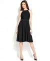 Alfani Plus Size Textured Striped Halter Dress Black 24w (Black)