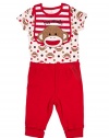 Baby Boy's Sock Monkey 3 pc Outfit and Bib Set by Baby Starters - Red - 3 Mths / 8-12 Lbs