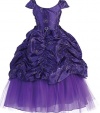 Big Girls' Cap Sleeve Cinderella Embroidered Flowers Girls Dresses Purple Size 14