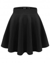 Thanth Womens Versatile Stretchy Pleated Flare Skater Skirt CWBSS05 Black L