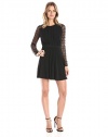 BCBGeneration Women's Fit-and-Flare Dress with Lace Sleeves