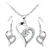 [Love of Crystal] Yoursfs 18K White Gold Plated Austrian Crystal Love Heart Necklace and Earring Set