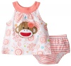 Baby Starters Baby-Girls Newborn Sock Monkey Girl 2 Piece Diaper Set