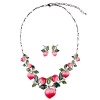 Girl Era Fashion Lucky Love Crystal Peaches Unique Pendant Necklace & Earring Set