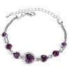 Double FNT Heart-cut Gemstone Platinum Women Korea Fashion Elegant Loved Bracelet Purple Blue Pink Green