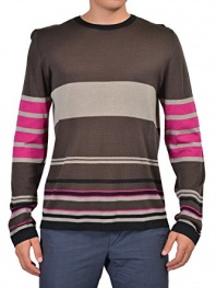 Armani Collezioni Silk Multi-Color Striped Crewneck Men's Sweater US XL IT 54