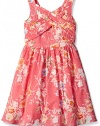 Bloome Big Girls Floral Clipdot Criss-Cross Bodice Dress, Multi, 10