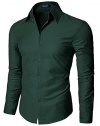 Doublju Mens Dress shirts with Shinning Fabric Green Small