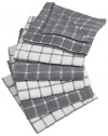 DII 100% Cotton, Machine Washable, Basic Everyday Kitchen Dish Cloth, Windowpane Design, 12 x 12 Set of 6- Gray